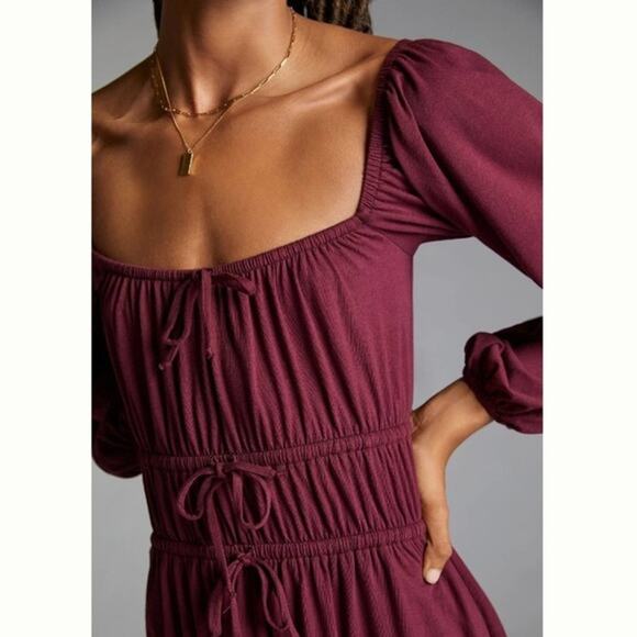 NEW Anthropologie Corseted Wine Midi Dress - Size Small - Picture 3 of 6